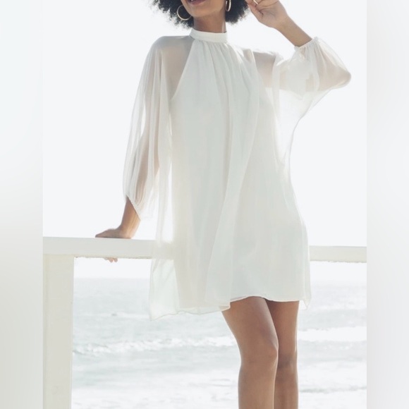 NWT Trina Turk Rhyme Ethereal Sheer Ivory White Overlay Shift Dress Size XL